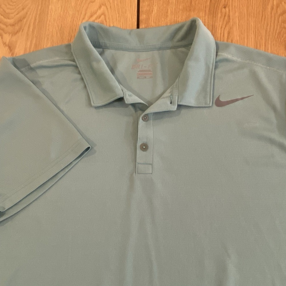 Nike Polo Shirt Mens 2XL Teal Blue Dri-FIT Golf Athletic Performance Clothing